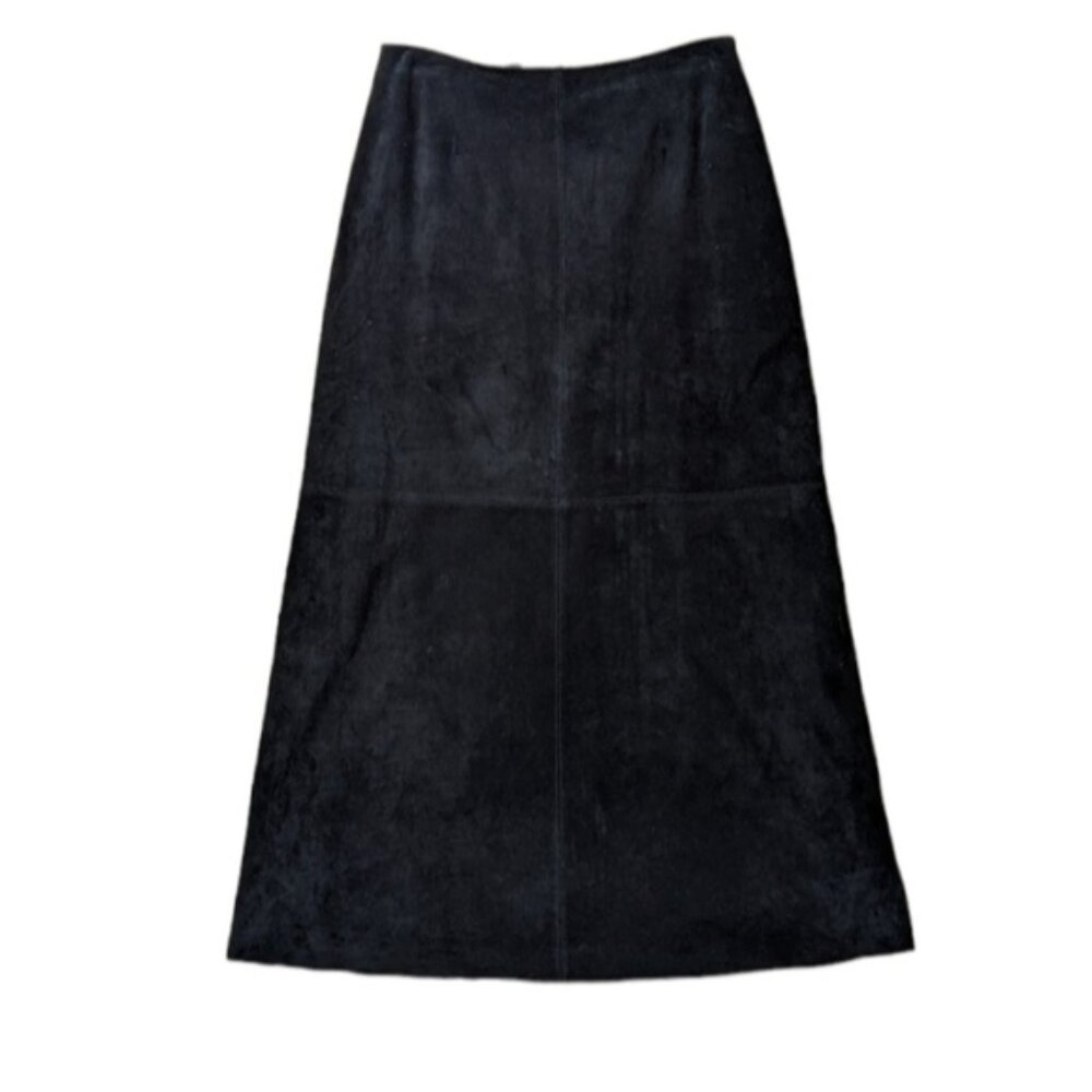VINTAGE Danier leather black maxi skirt size 8 L1